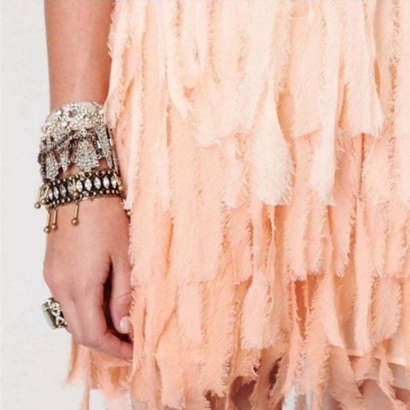 Free People NWT RARE Ombre Feather Sequin Beaded Lace Dress - Picture 5 of 13